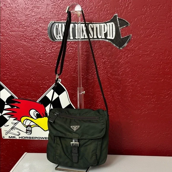 Prada Dark Green Nylon Messenger Bag - Picture 3 of 10